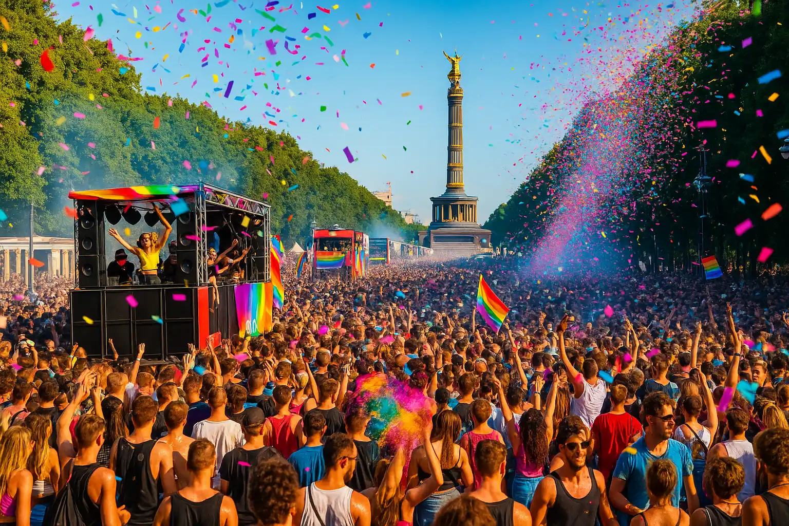 Berlin Loveparade – crowd, floats and DJs in Berlin’s city streets