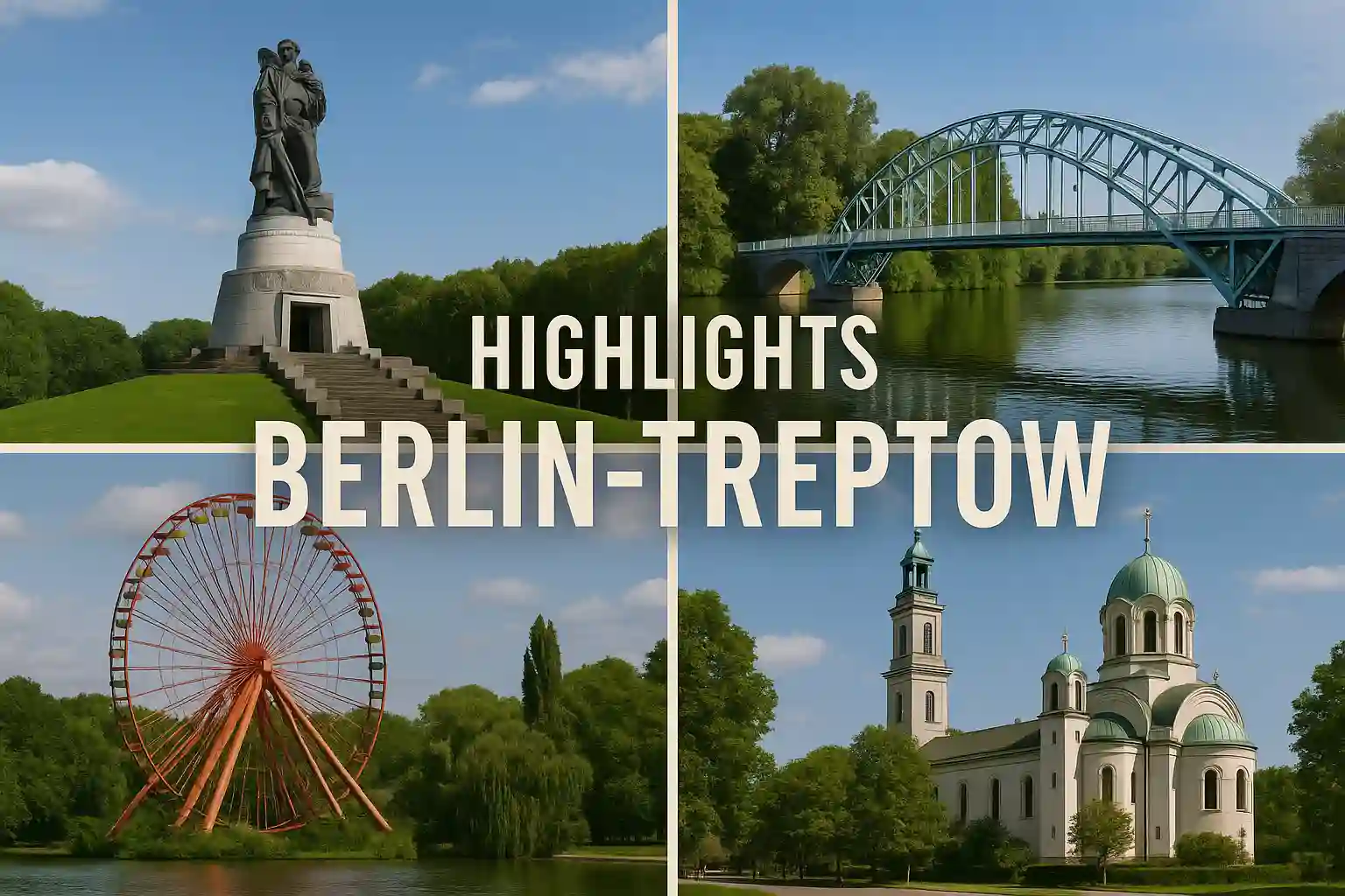 Berlin Treptow with Spree river, industrial heritage and peaceful parks